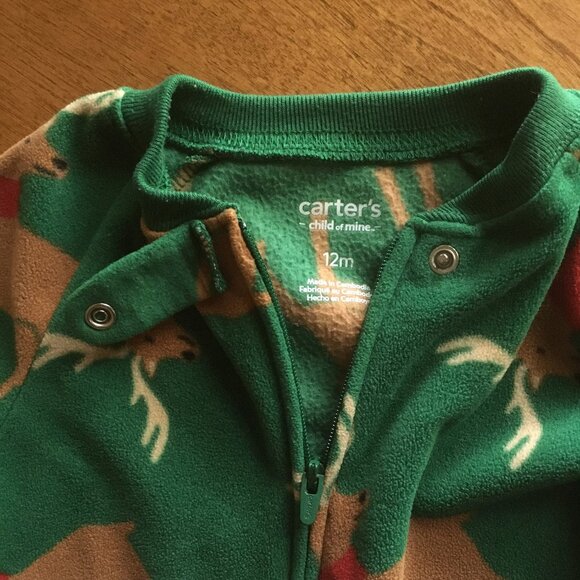 Carter's reindeer fleece pajamas 12m - Picture 5 of 8